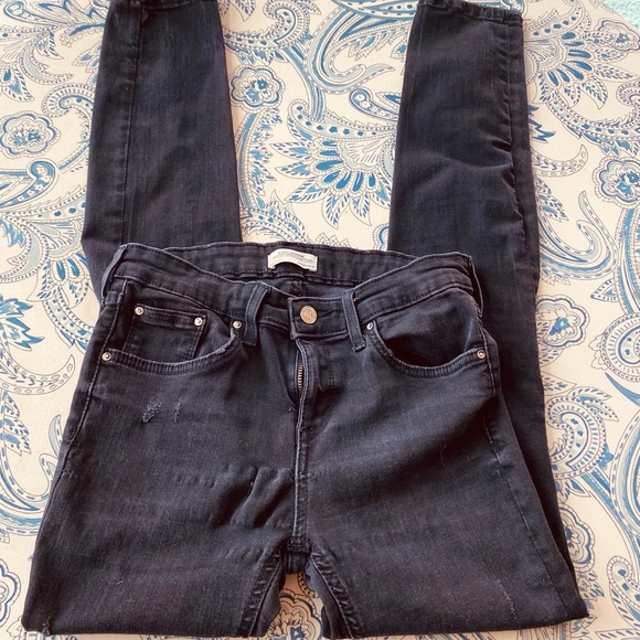 Zara black distressed jeans